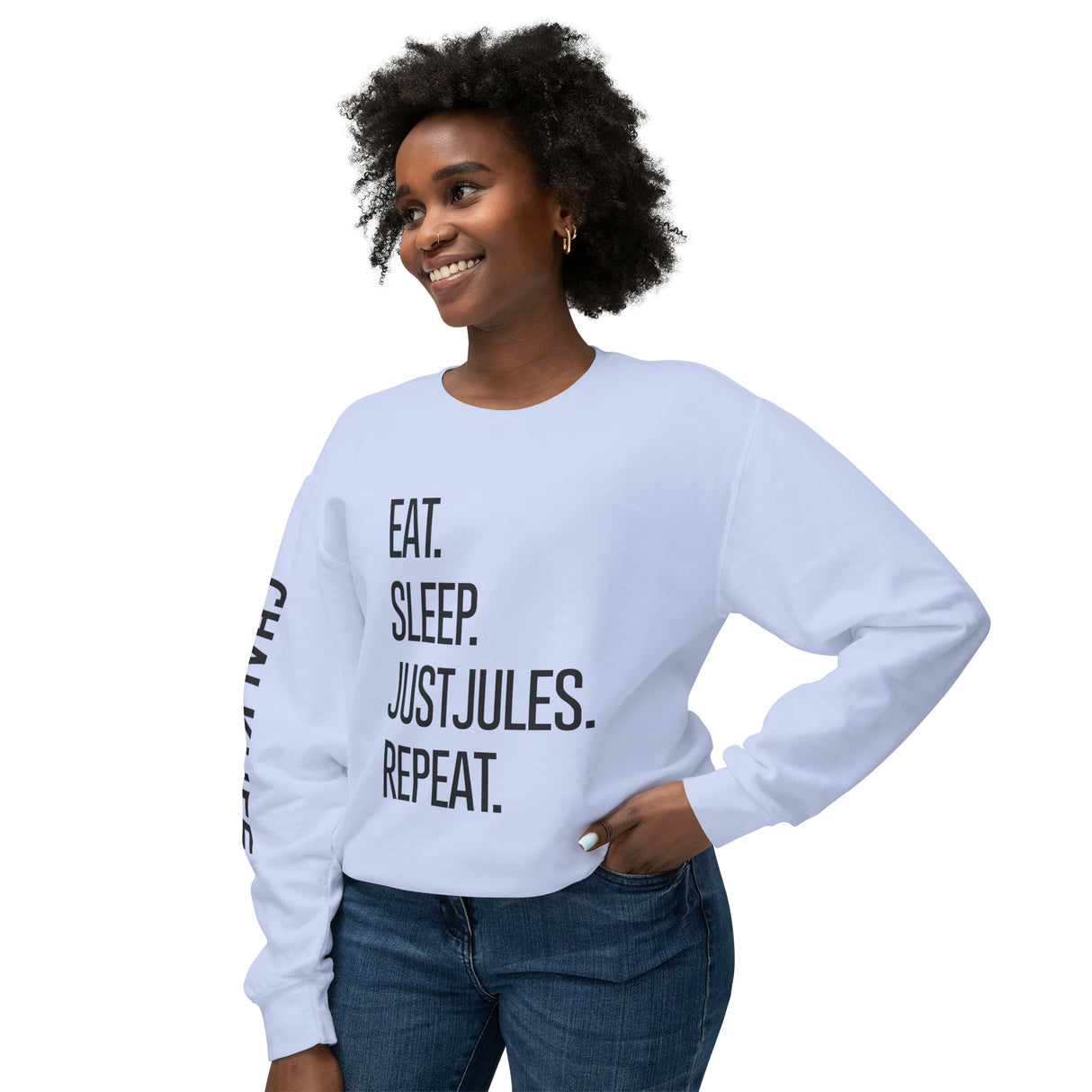 JustJules - Eat.Sleep.JustJules. Repeat. - Lightweight Crewneck Sweatshirt - Chalklife, LLC