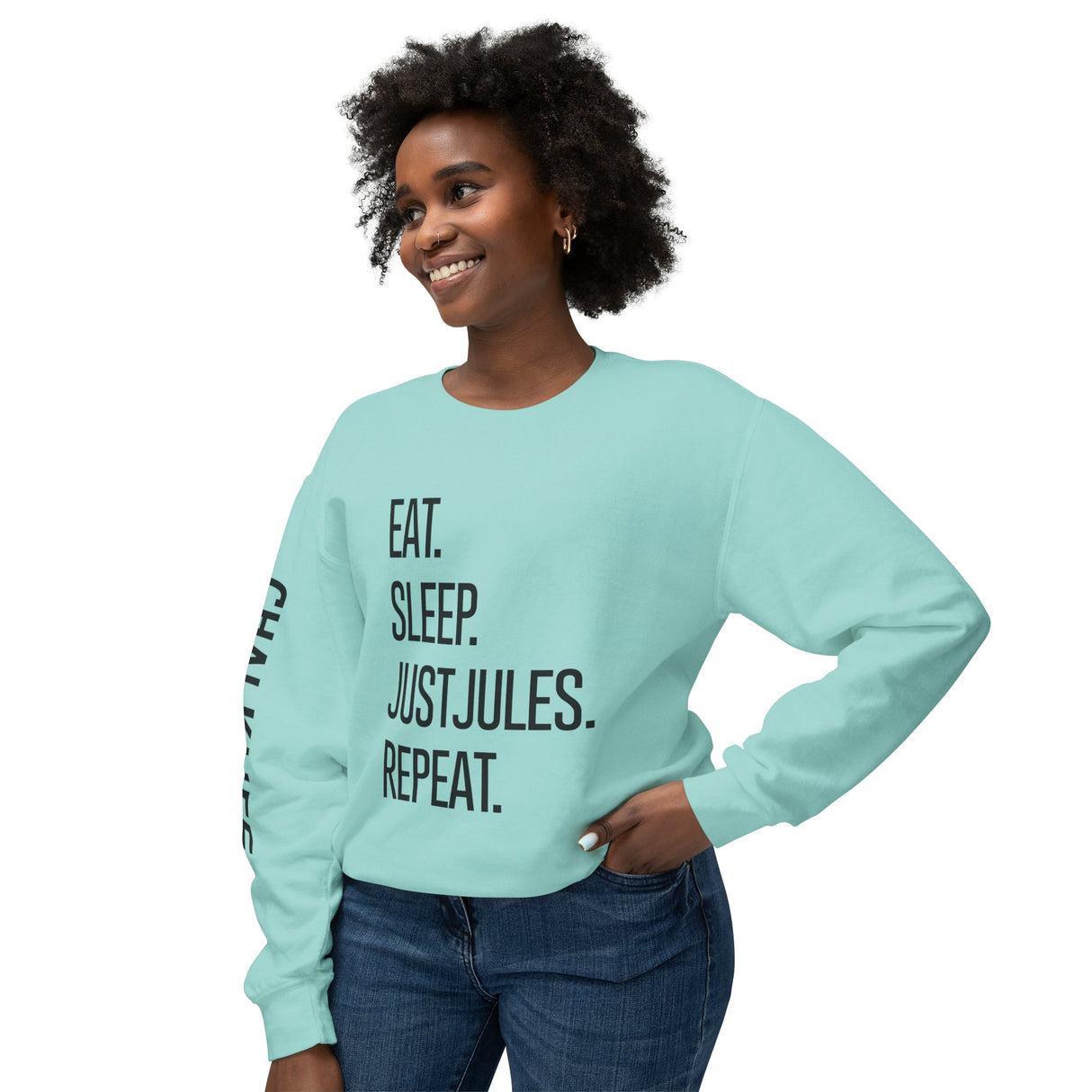 JustJules - Eat.Sleep.JustJules. Repeat. - Lightweight Crewneck Sweatshirt - Chalklife, LLC