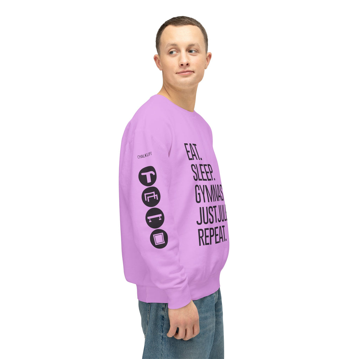 JustJules - Women's Gymnastics Events Sleeve - Lightweight Crewneck Sweatshirt - Chalklife, LLC