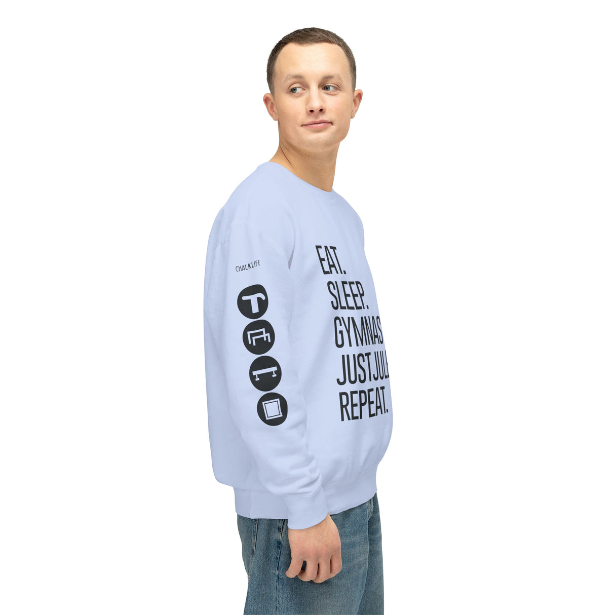 JustJules - Women's Gymnastics Events Sleeve - Lightweight Crewneck Sweatshirt - Chalklife, LLC