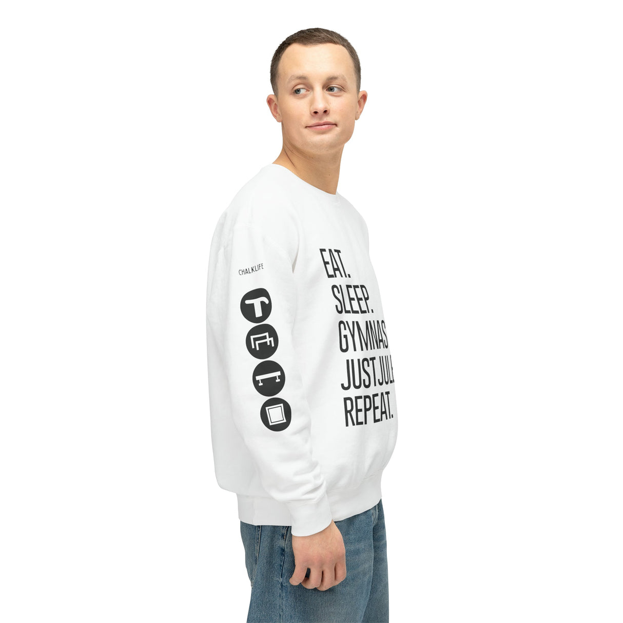 JustJules - Women's Gymnastics Events Sleeve - Lightweight Crewneck Sweatshirt - Chalklife, LLC