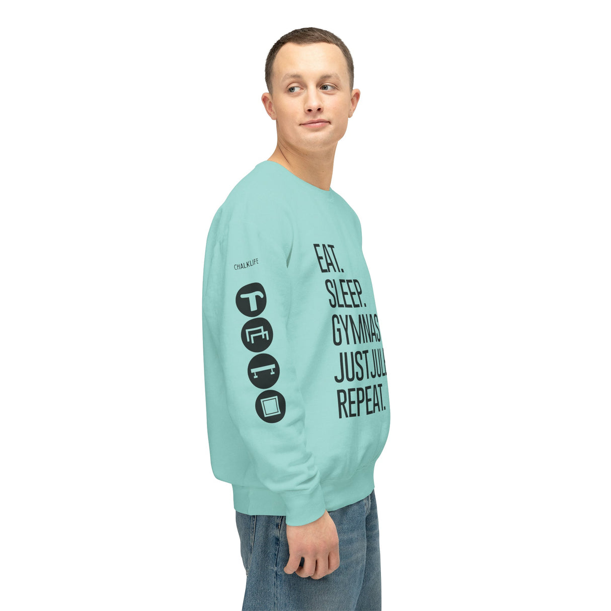 JustJules - Women's Gymnastics Events Sleeve - Lightweight Crewneck Sweatshirt - Chalklife, LLC