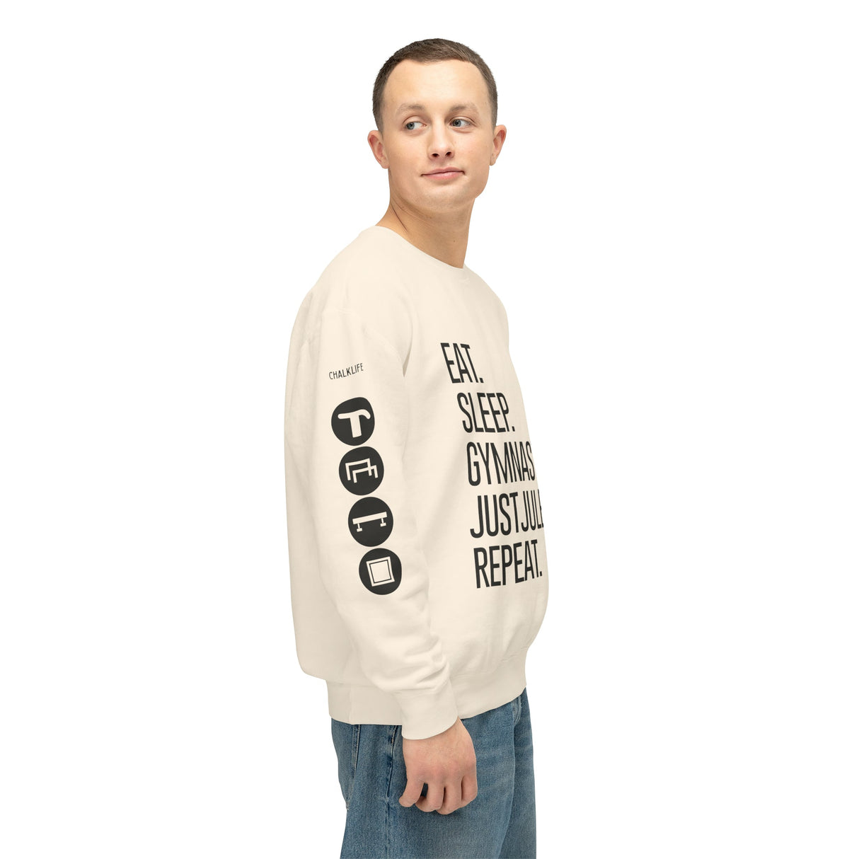 JustJules - Women's Gymnastics Events Sleeve - Lightweight Crewneck Sweatshirt - Chalklife, LLC