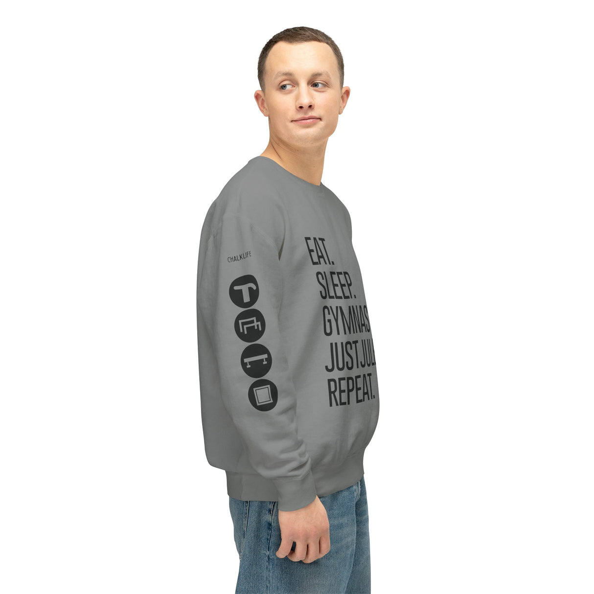 JustJules - Women's Gymnastics Events Sleeve - Lightweight Crewneck Sweatshirt - Chalklife, LLC