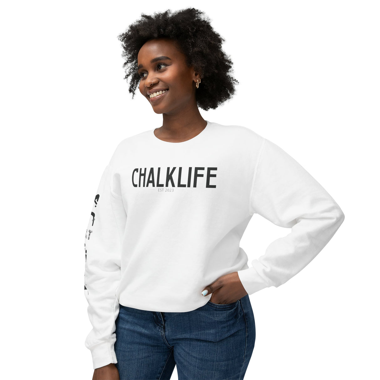 Chalklife - Trampoline & Tumbling Events Unisex Lightweight Crewneck Sweatshirt - Chalklife, LLC