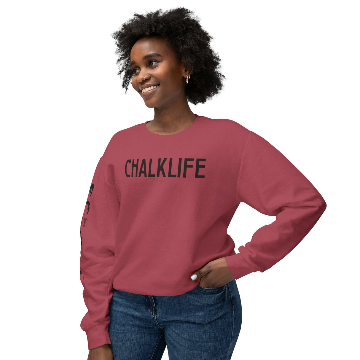 Chalklife - Trampoline & Tumbling Events Unisex Lightweight Crewneck Sweatshirt - Chalklife, LLC