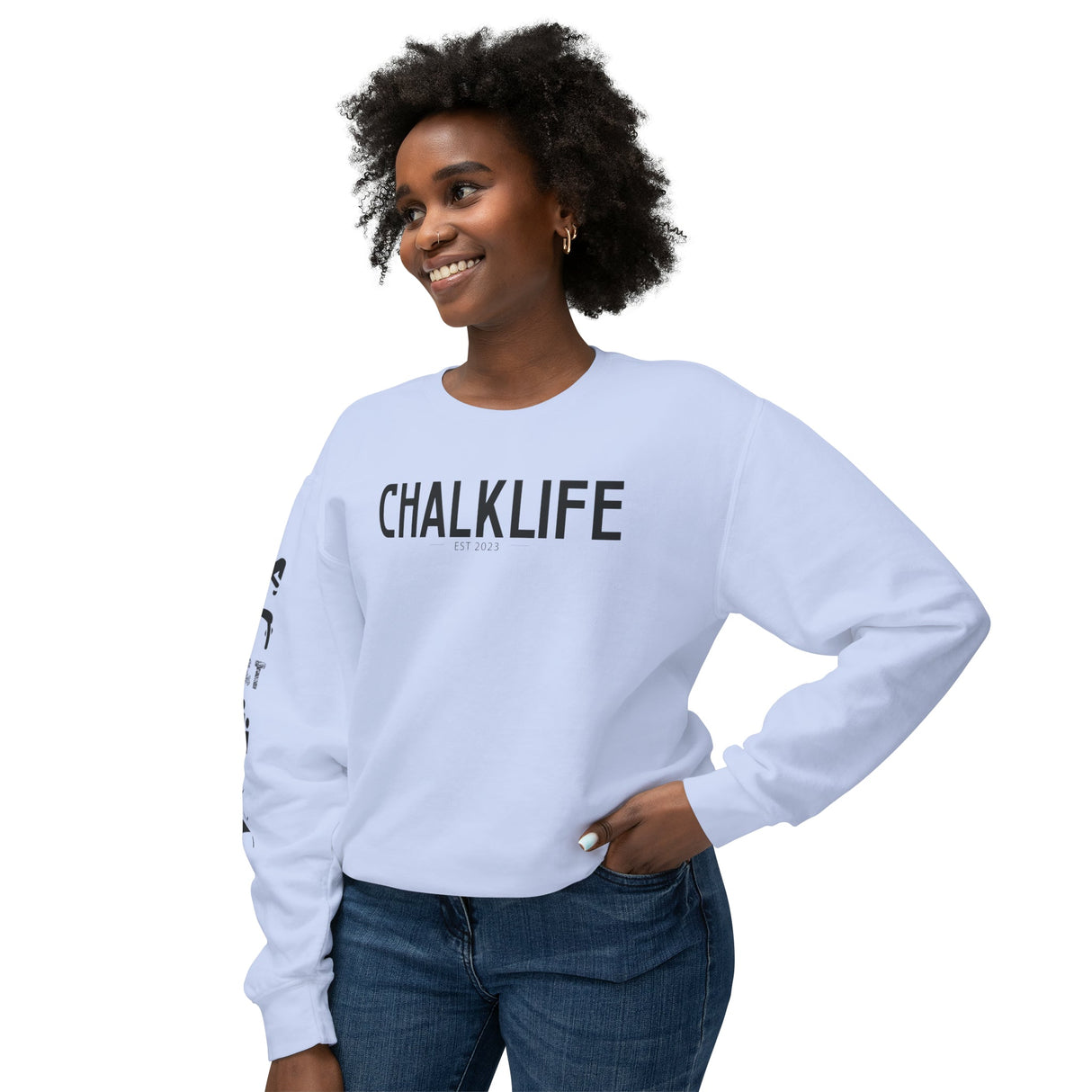 Chalklife - Trampoline & Tumbling Events Unisex Lightweight Crewneck Sweatshirt - Chalklife, LLC
