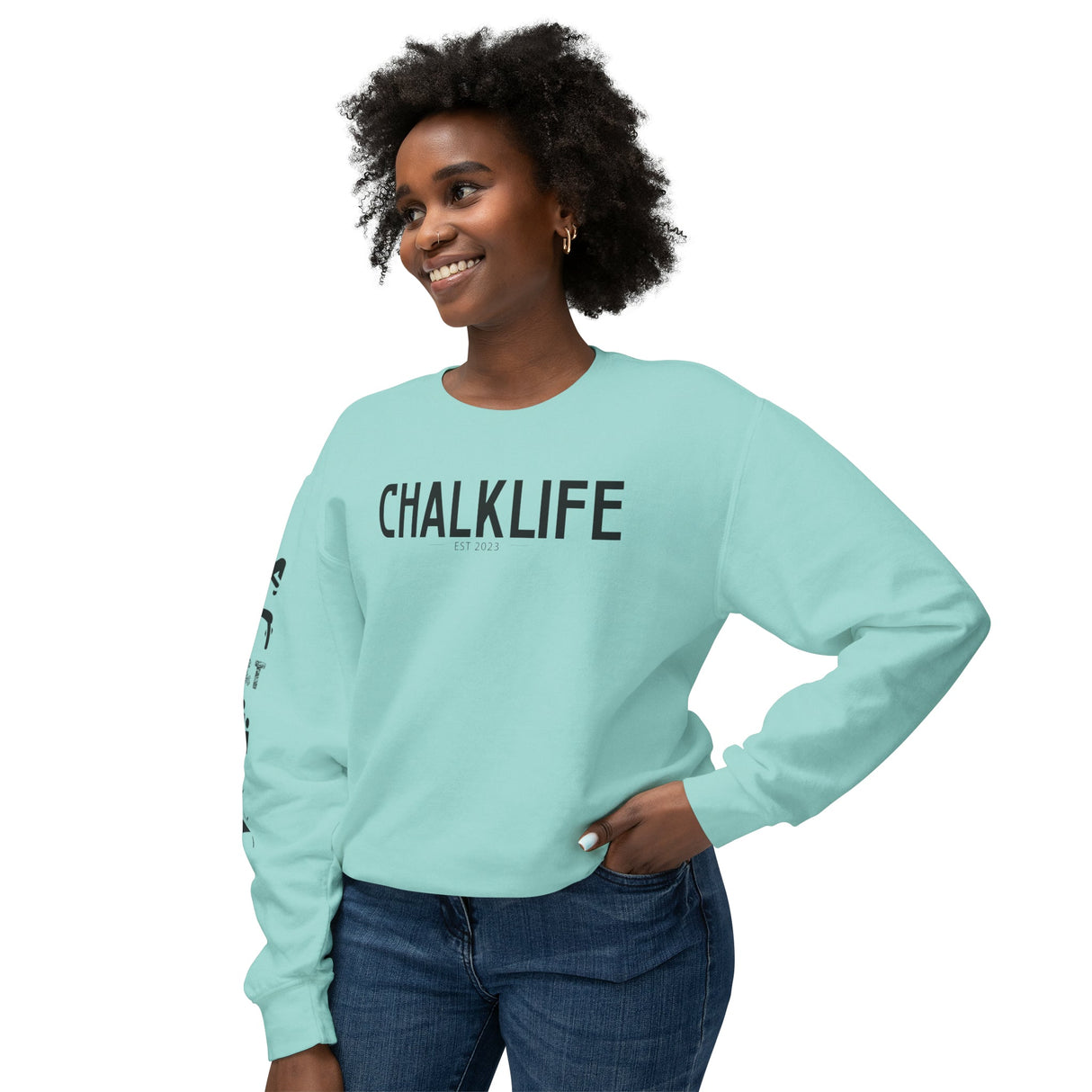Chalklife - Trampoline & Tumbling Events Unisex Lightweight Crewneck Sweatshirt - Chalklife, LLC