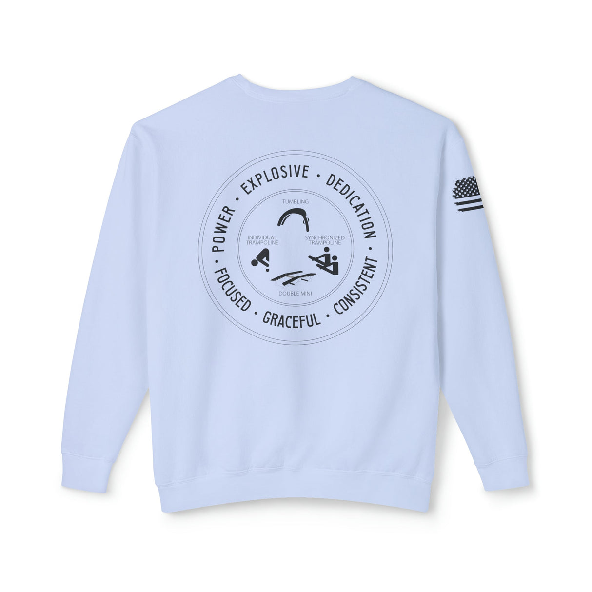 Chalklife - Trampoline & Tumbling Stamp Unisex Lightweight Crewneck Sweatshirt - Chalklife, LLC