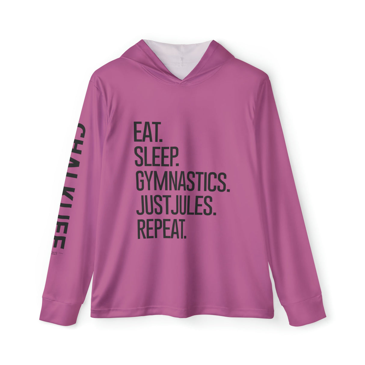 JUSTJULES - Eat. Sleep. Gymnastics. JustJules. Repeat. Performance Hoodie - Chalklife, LLC