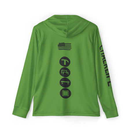 JUSTJULES - Eat. Sleep. Gymnastics. JustJules. Repeat. Performance Hoodie - Green - Chalklife, LLC