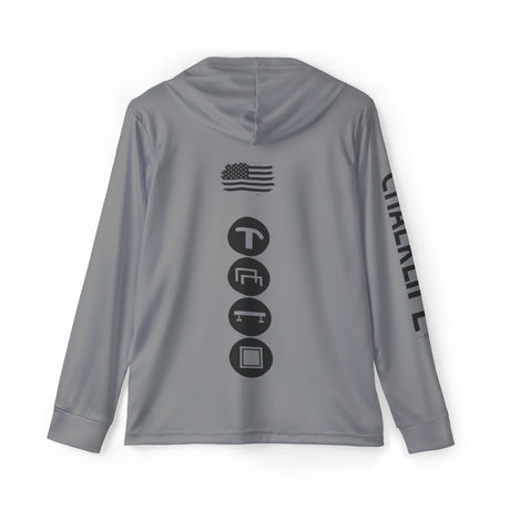 JUSTJULES - Eat. Sleep. Gymnastics. JustJules. Repeat. Performance Hoodie - Grey - Chalklife, LLC