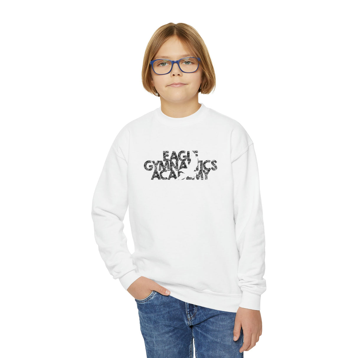 Youth - Eagle Gymnastics (Front) - Crewneck Sweatshirt - Chalklife, LLC
