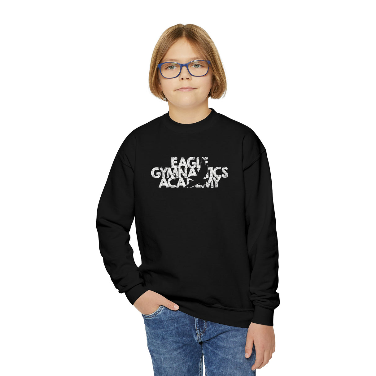 Youth - Eagle Gymnastics (Front) - Crewneck Sweatshirt - Chalklife, LLC