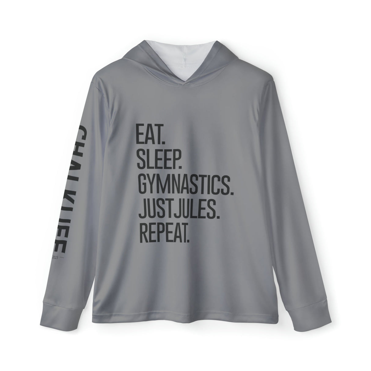JUSTJULES - Eat. Sleep. Gymnastics. JustJules. Repeat. Performance Hoodie - Chalklife, LLC