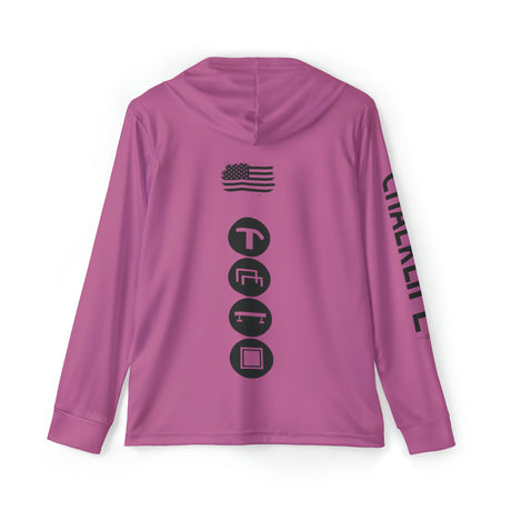 JUSTJULES - Eat. Sleep. Gymnastics. JustJules. Repeat. Performance Hoodie - Light Pink - Chalklife, LLC